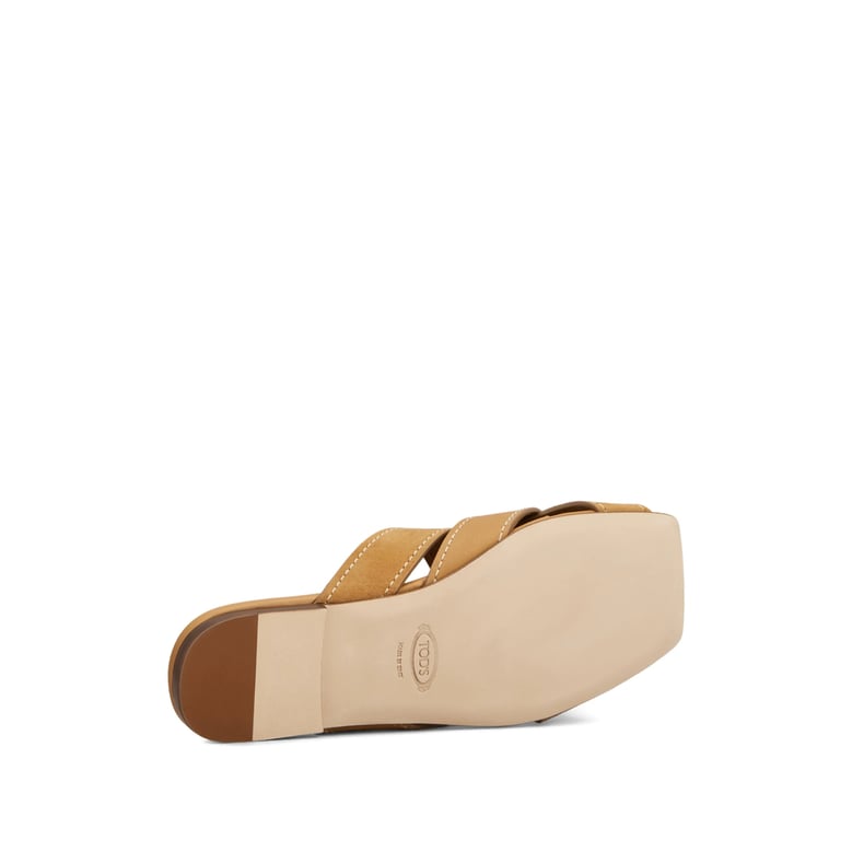 brown crisscross strap square toe shoes by Selfnex