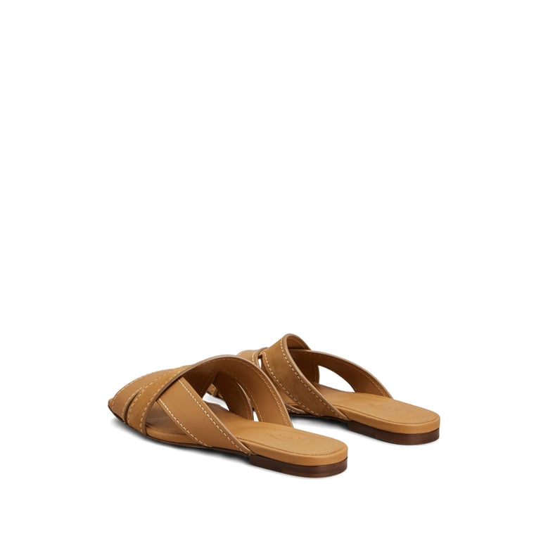 brown crisscross strap square toe shoes by Selfnex