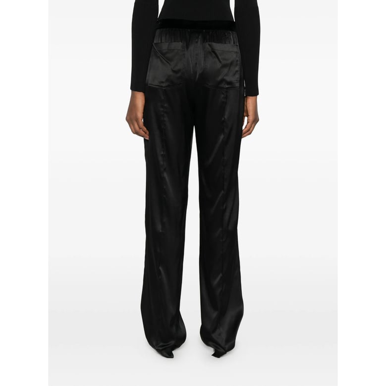 pants with velvet waistband and silk fabric by Selfnex