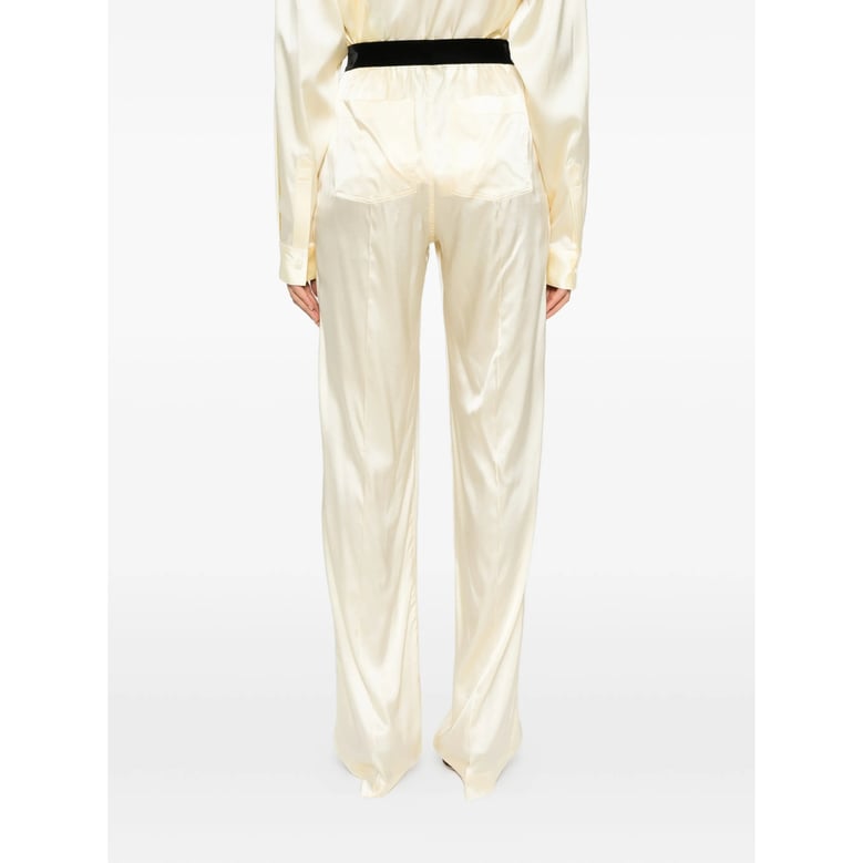 yellow and black straight leg pants by Selfnex