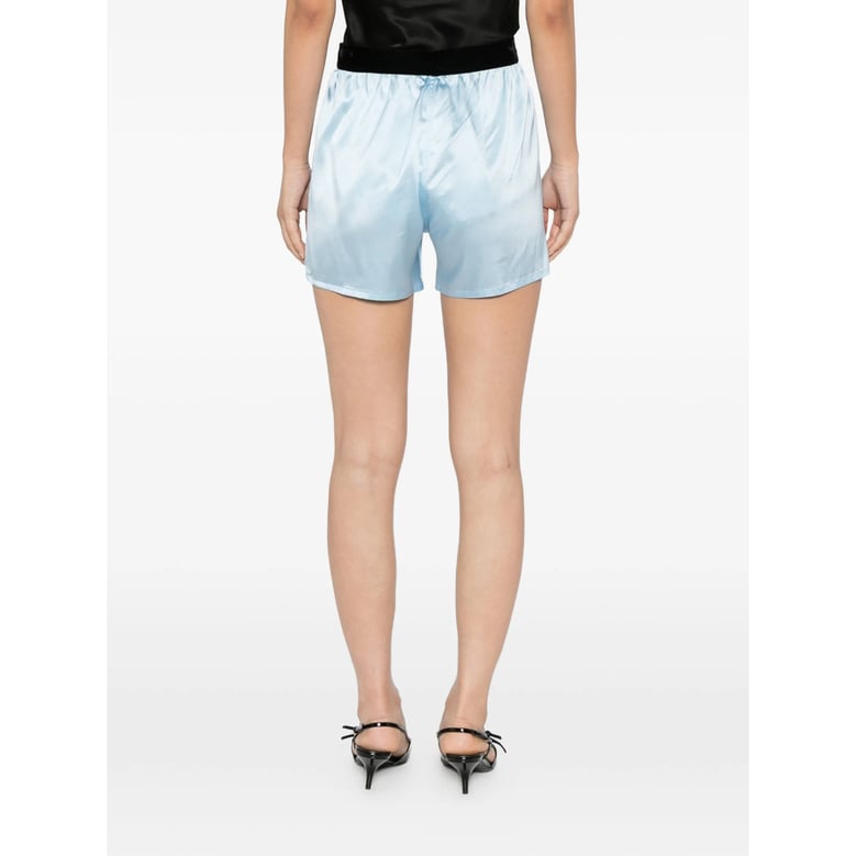 sky blue shorts with logo waistband by Selfnex