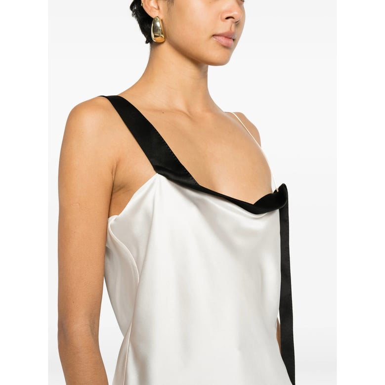 white bow detail asymmetric strap top by Selfnex