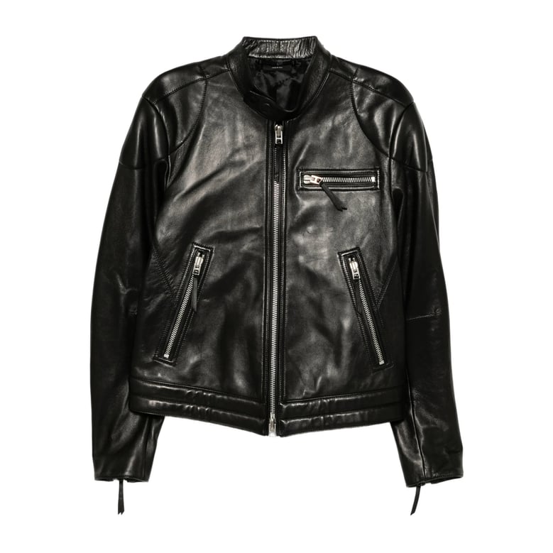 leather outerwear with zip details by Selfnex