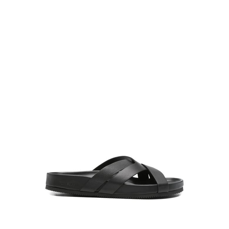black crossover straps sandals by Selfnex