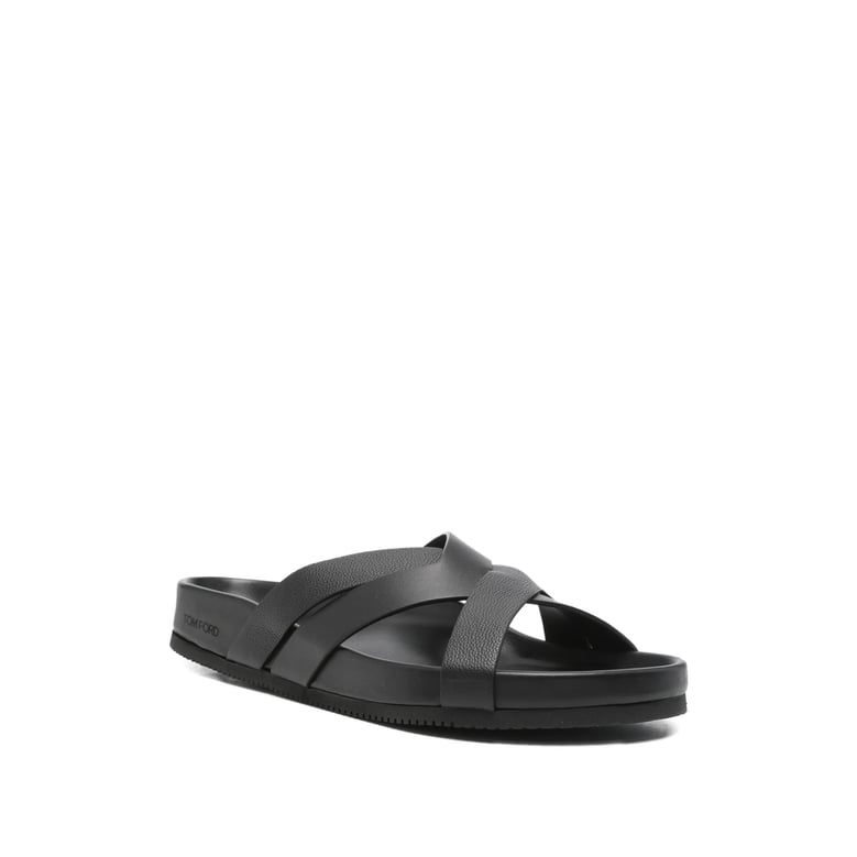 black crossover straps sandals by Selfnex