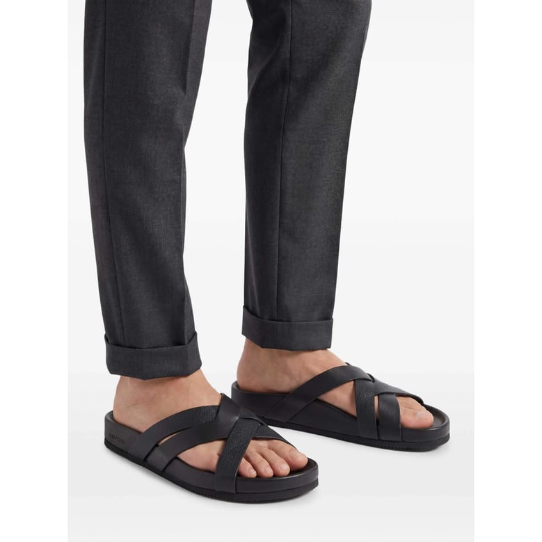 black crossover straps sandals by Selfnex