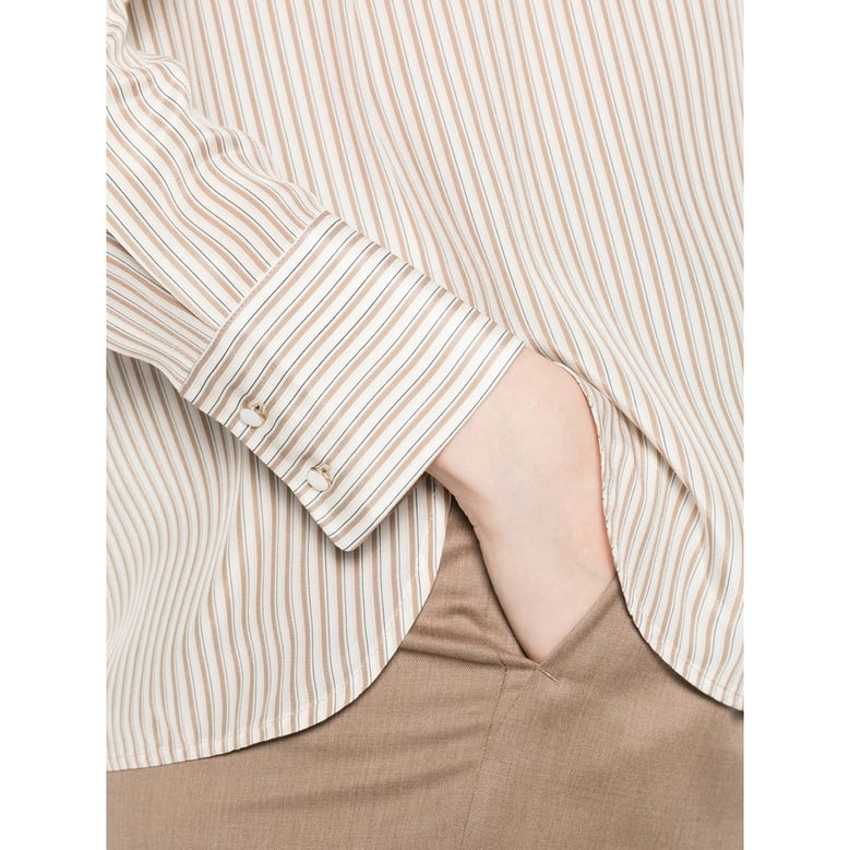white striped shirt with point collar by Selfnex
