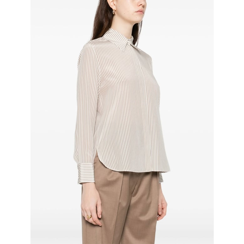 white striped shirt with point collar by Selfnex