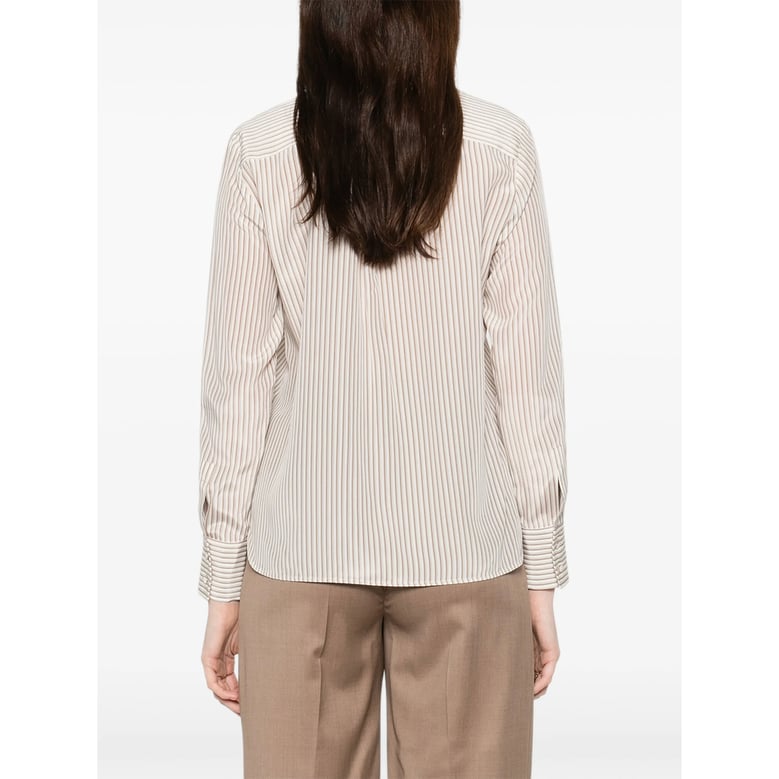 white striped shirt with point collar by Selfnex