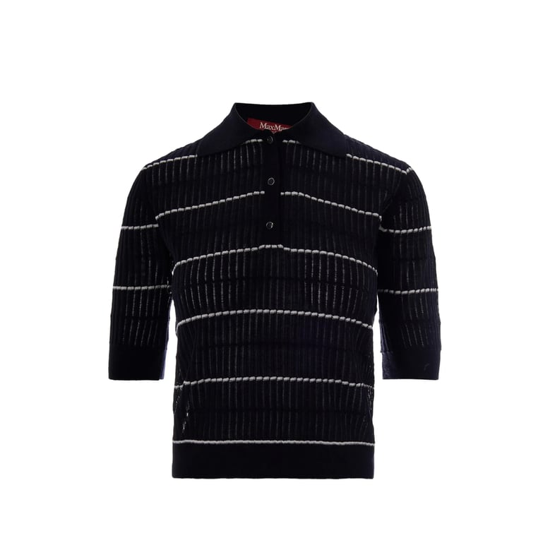 blue striped knit sweater by Selfnex