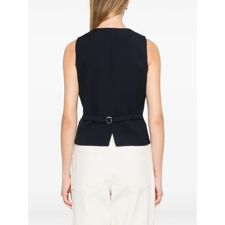 blue waistcoat with v-neck by Selfnex
