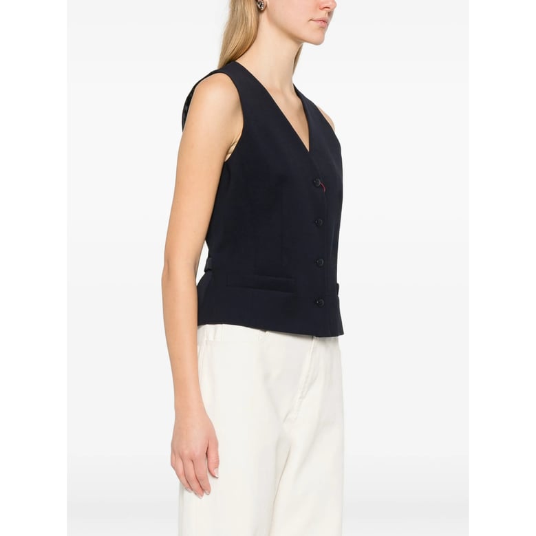 blue waistcoat with v-neck by Selfnex