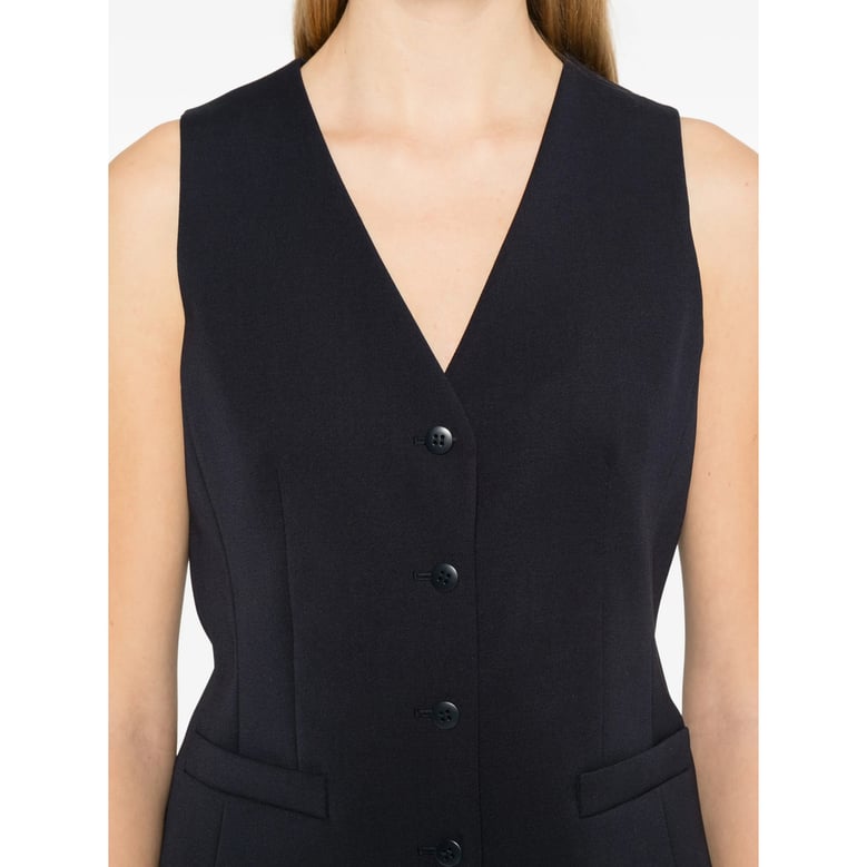 blue waistcoat with v-neck by Selfnex
