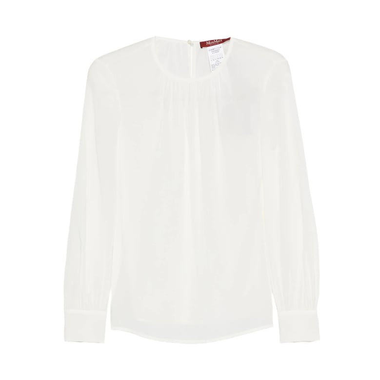 white silk gathered detail shirt by Selfnex