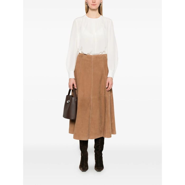 white silk gathered detail shirt by Selfnex