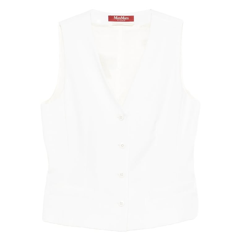 off white waistcoat with v-neck by Selfnex