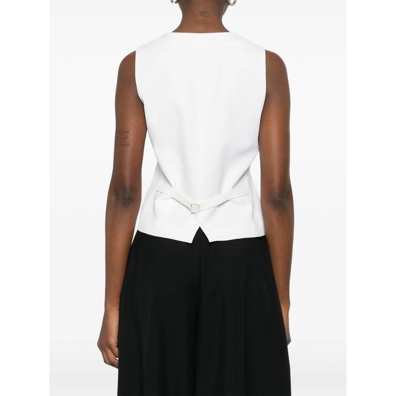 off white waistcoat with v-neck by Selfnex