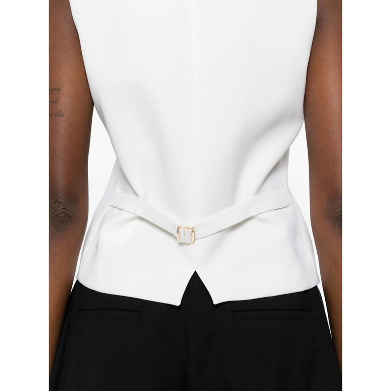 off white waistcoat with v-neck by Selfnex