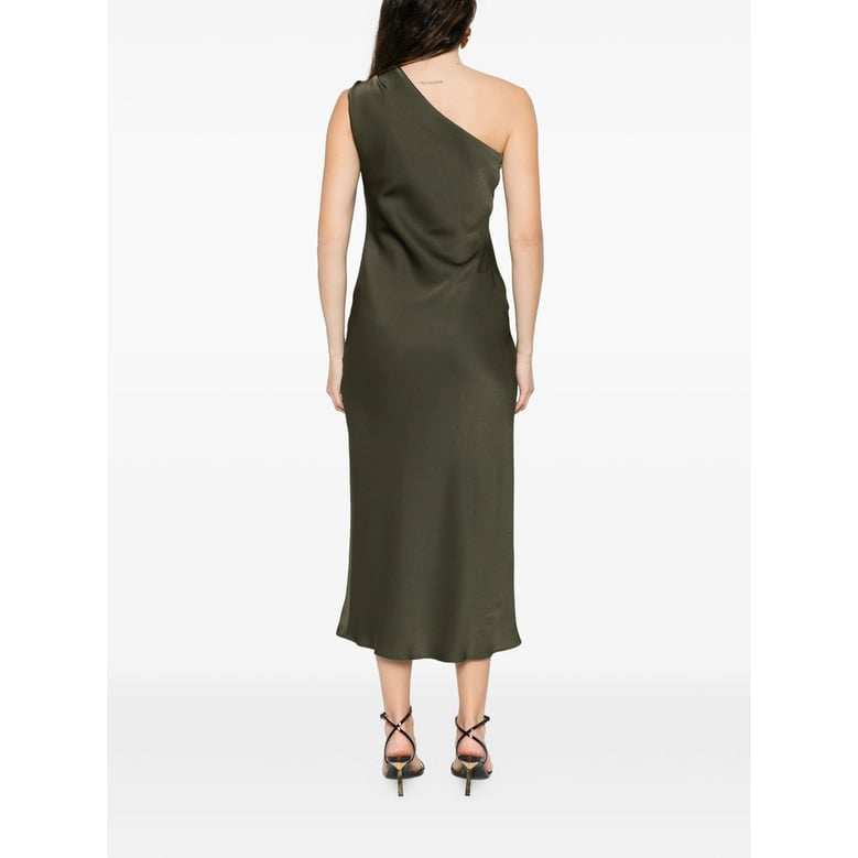 olive green one-shoulder dress with ring detail by Selfnex