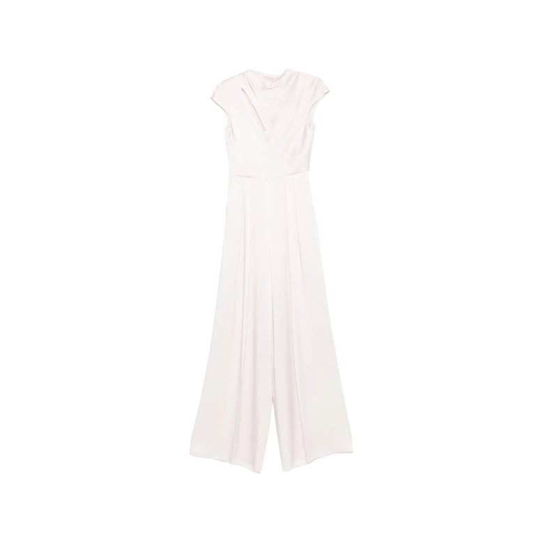 draped detail wide leg jumpsuit by Selfnex