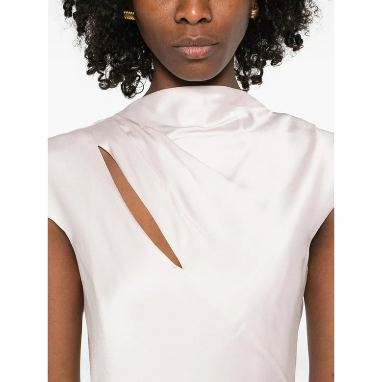 draped detail wide leg jumpsuit by Selfnex