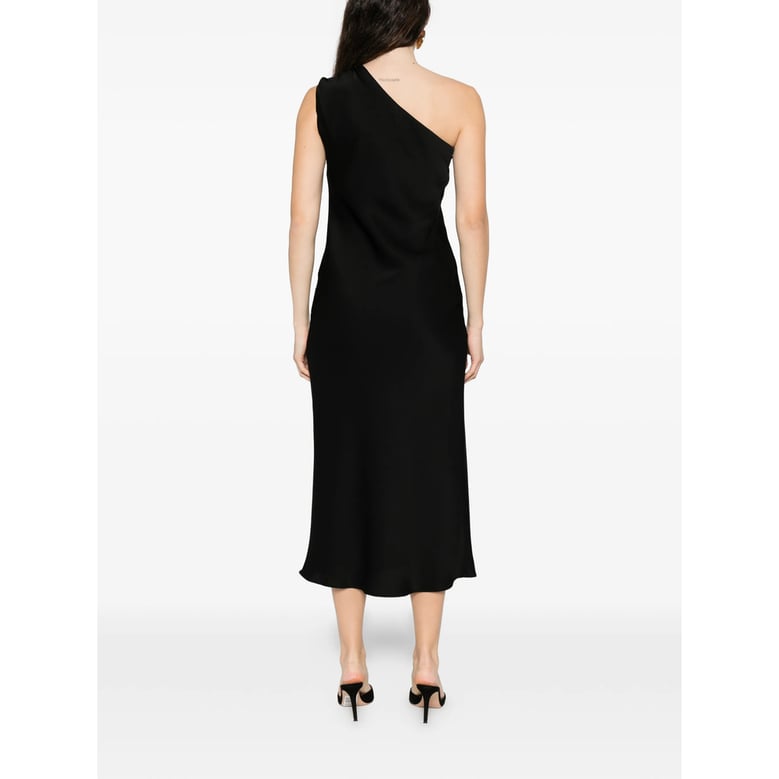 one-shoulder black dress with asymmetric hem by Selfnex
