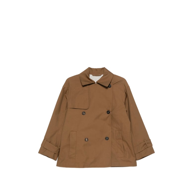 brown double-breasted rainwear by Selfnex