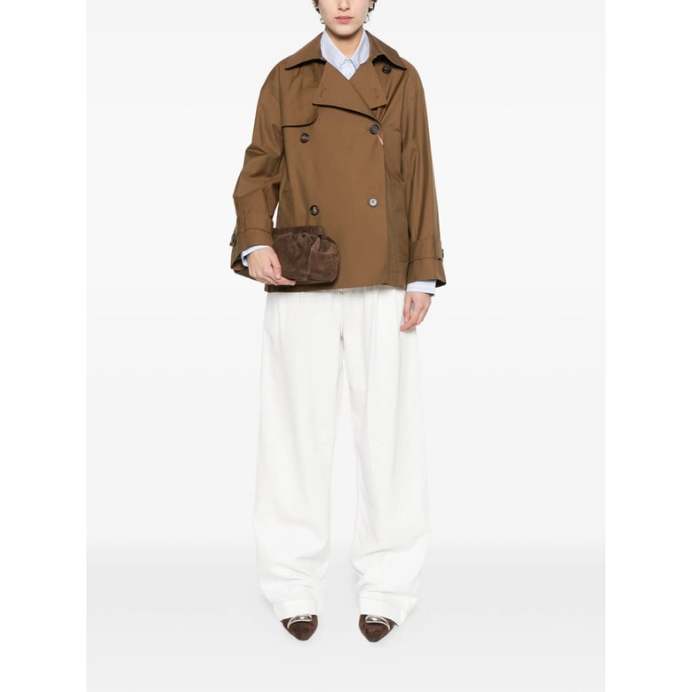 brown double-breasted rainwear by Selfnex