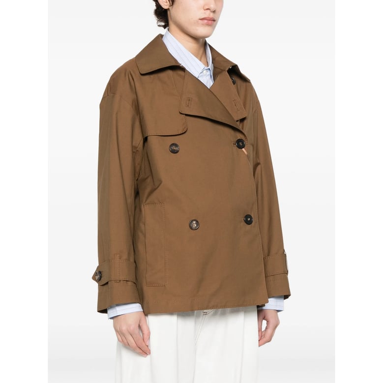 brown double-breasted rainwear by Selfnex