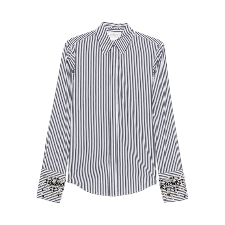 striped shirt with embellished cuffs by Selfnex