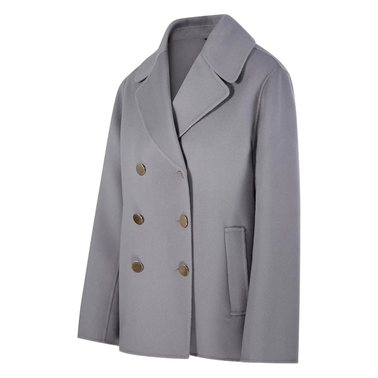 double-breasted light grey jacket by Selfnex
