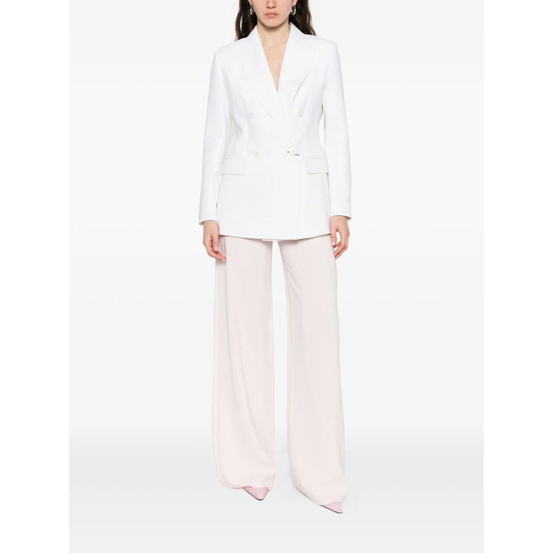 pink belted straight leg trousers by Selfnex
