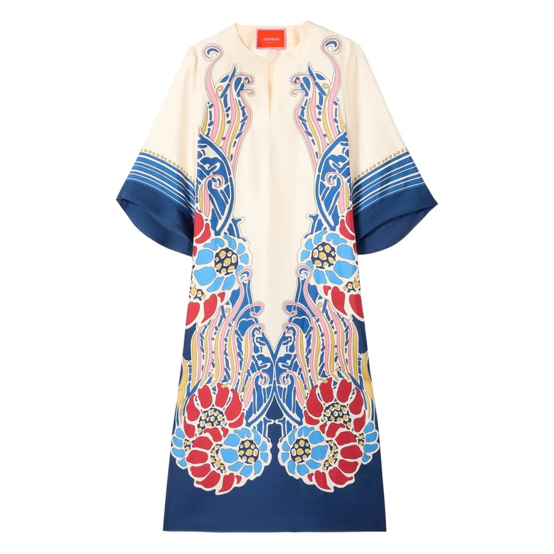 v-neck silk dress with short sleeves by Selfnex