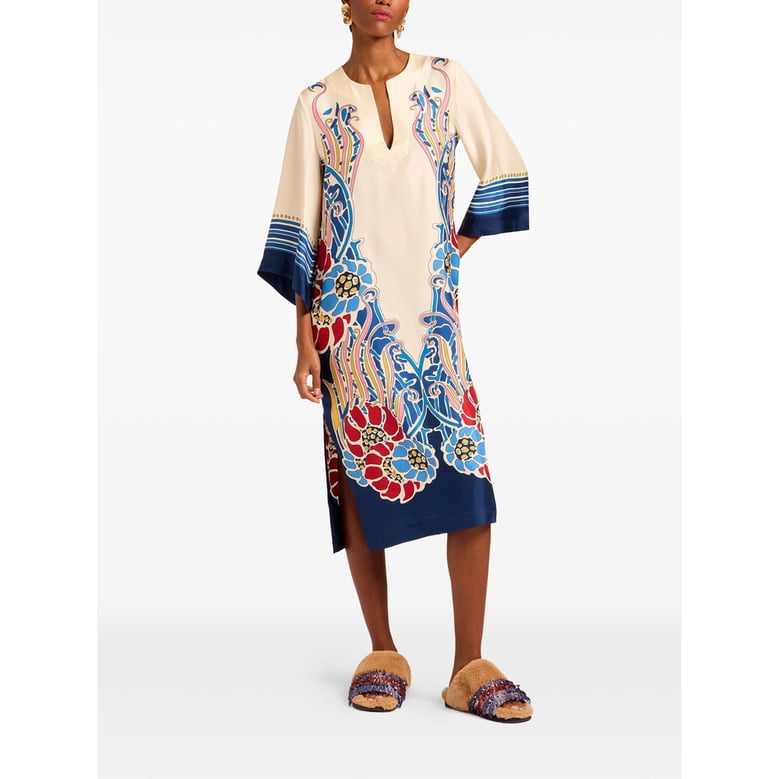 v-neck silk dress with short sleeves by Selfnex