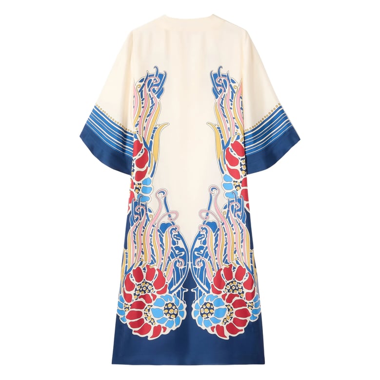v-neck silk dress with short sleeves by Selfnex