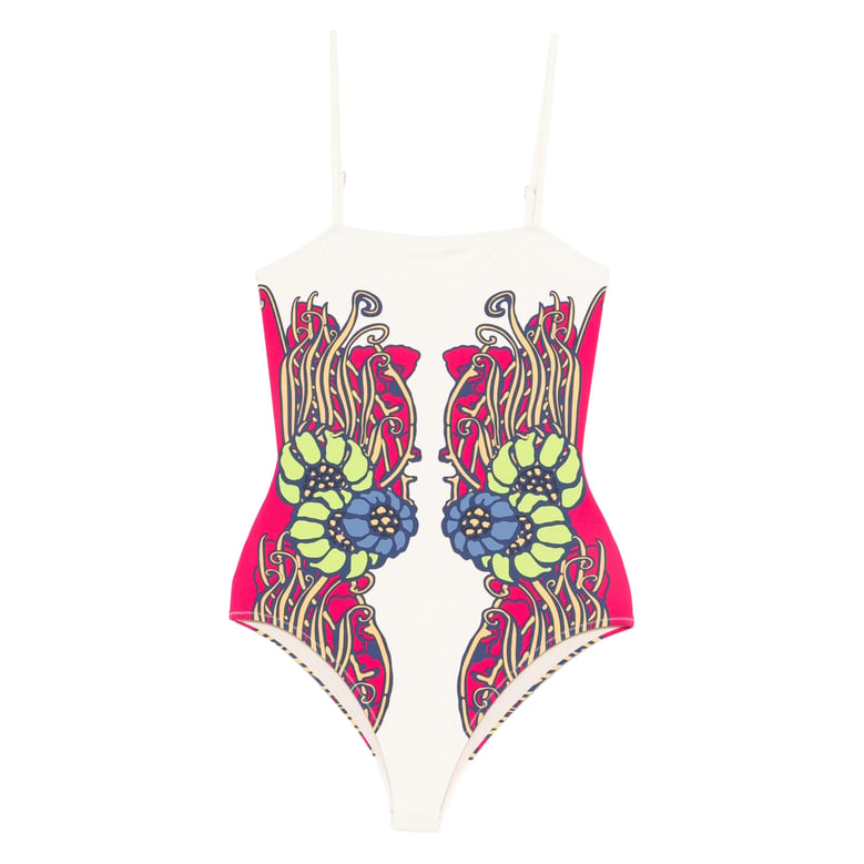 pink floral print beachwear by Selfnex