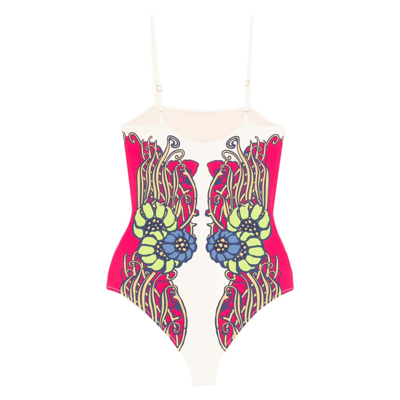 pink floral print beachwear by Selfnex