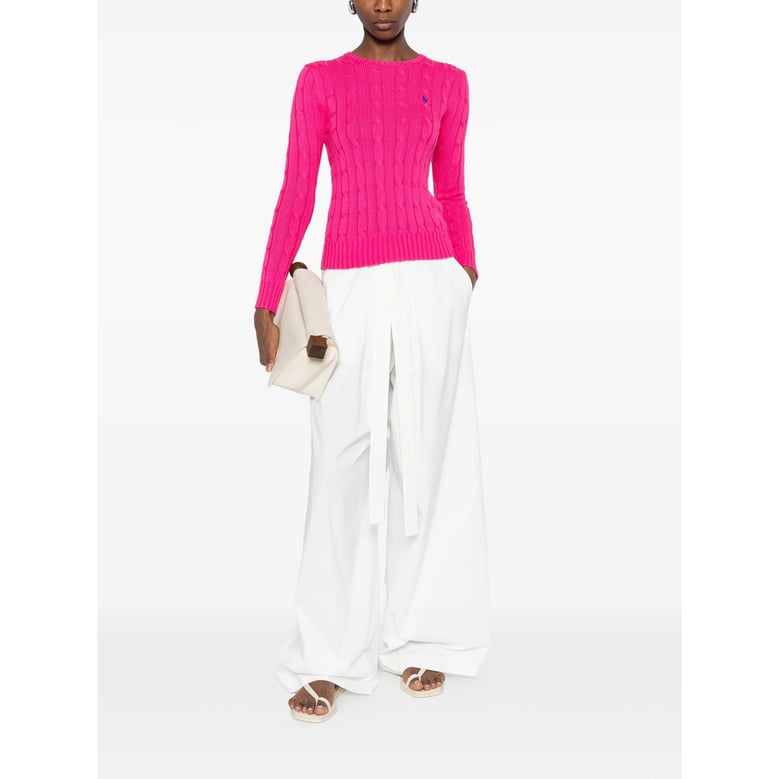 cable knit crew neck sweater by Selfnex
