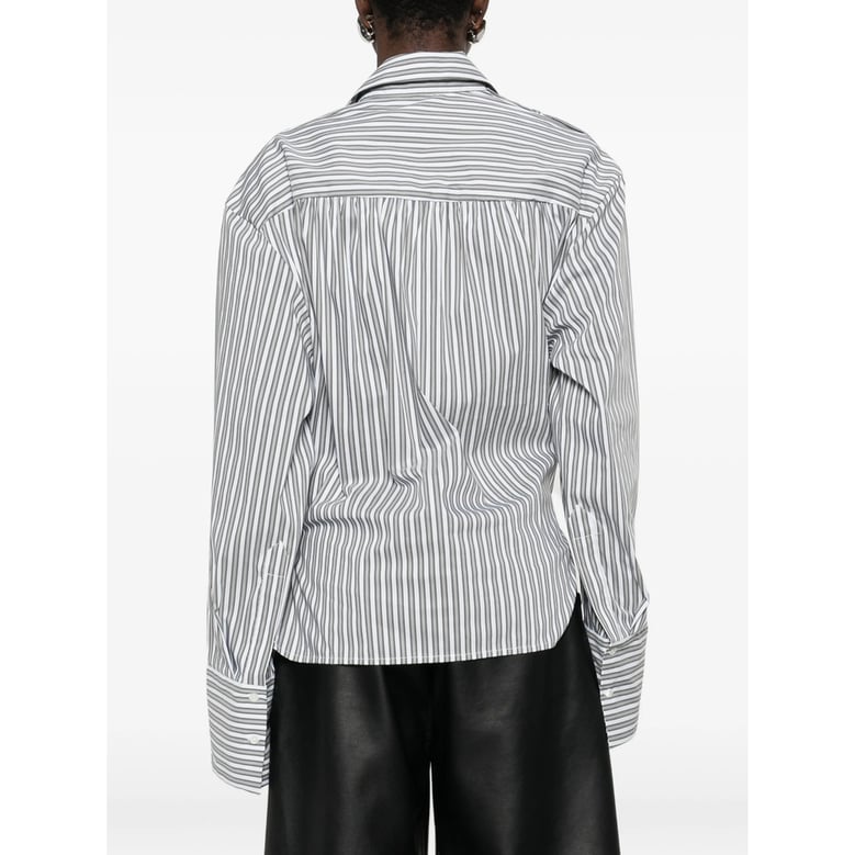 striped long sleeve shirt with patch pocket by Selfnex