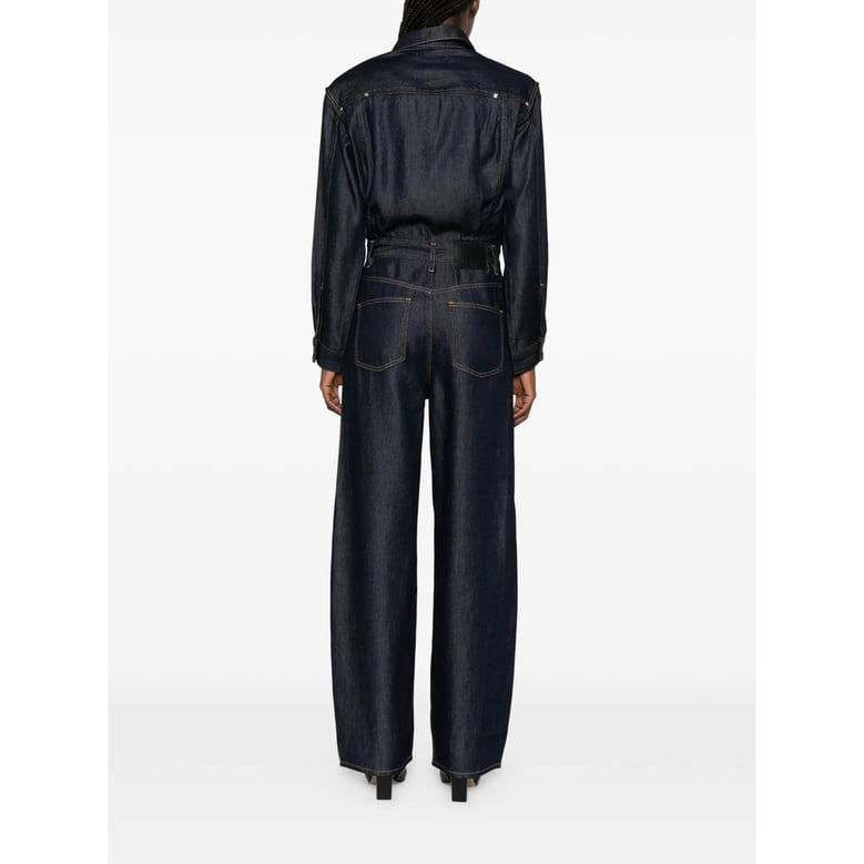 indigo blue jumpsuit with front pockets by Selfnex