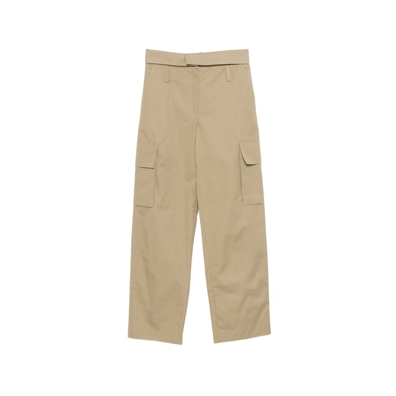 green straight leg trousers with belt by Selfnex