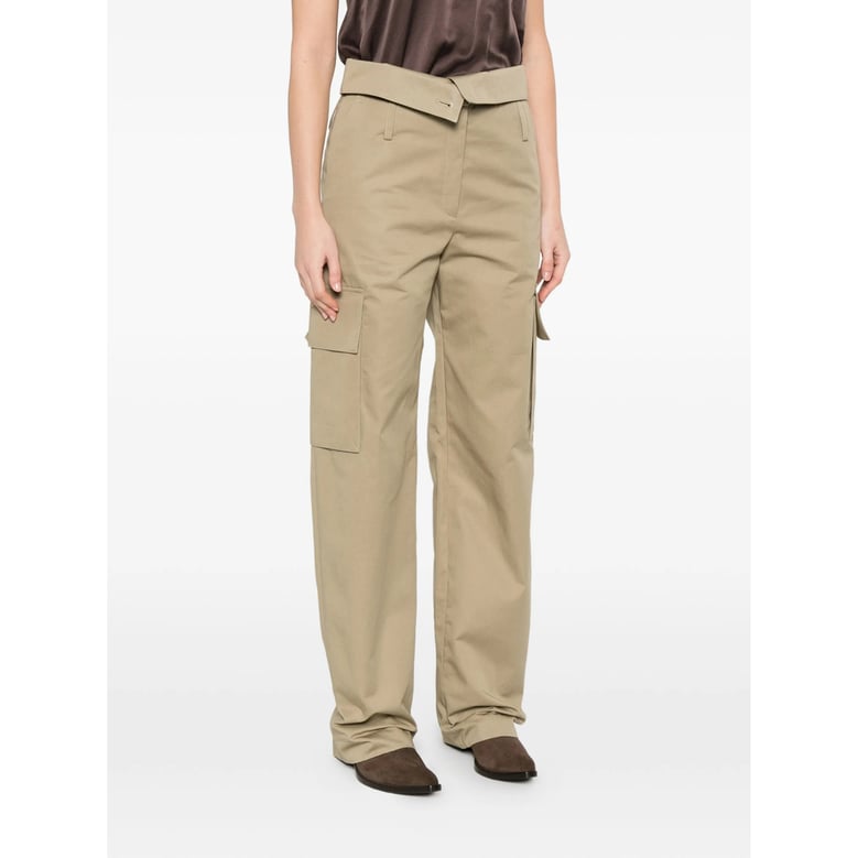 green straight leg trousers with belt by Selfnex