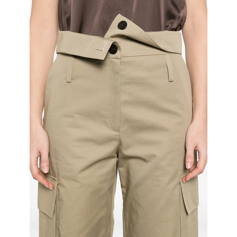 green straight leg trousers with belt by Selfnex