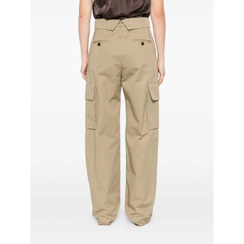 green straight leg trousers with belt by Selfnex