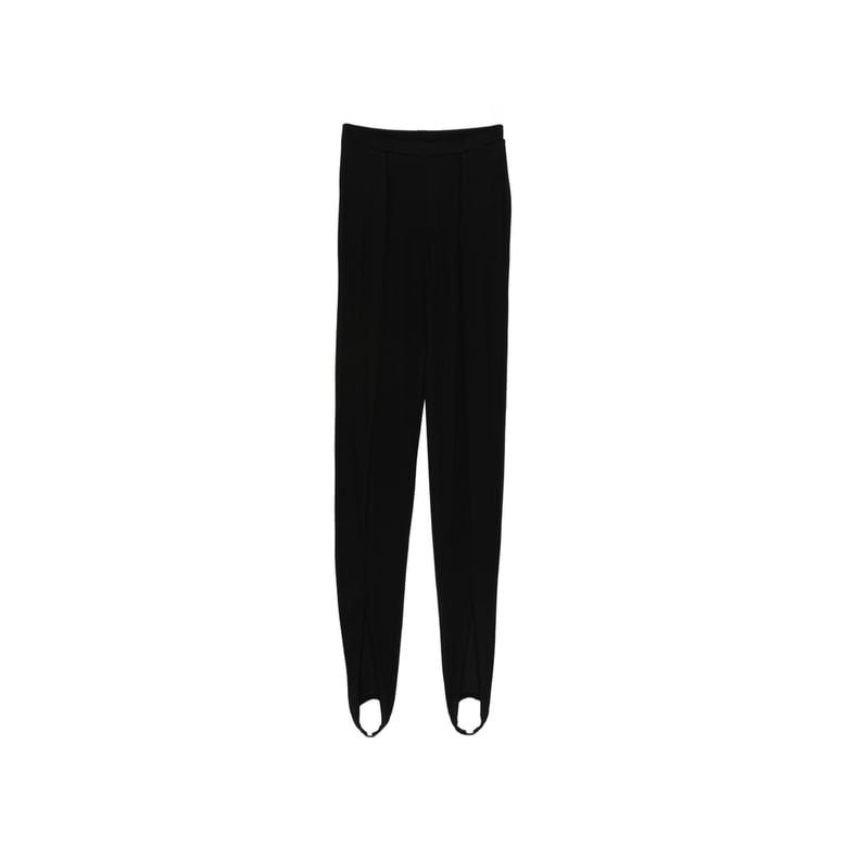 slim fit black stirrup detail pants by Selfnex