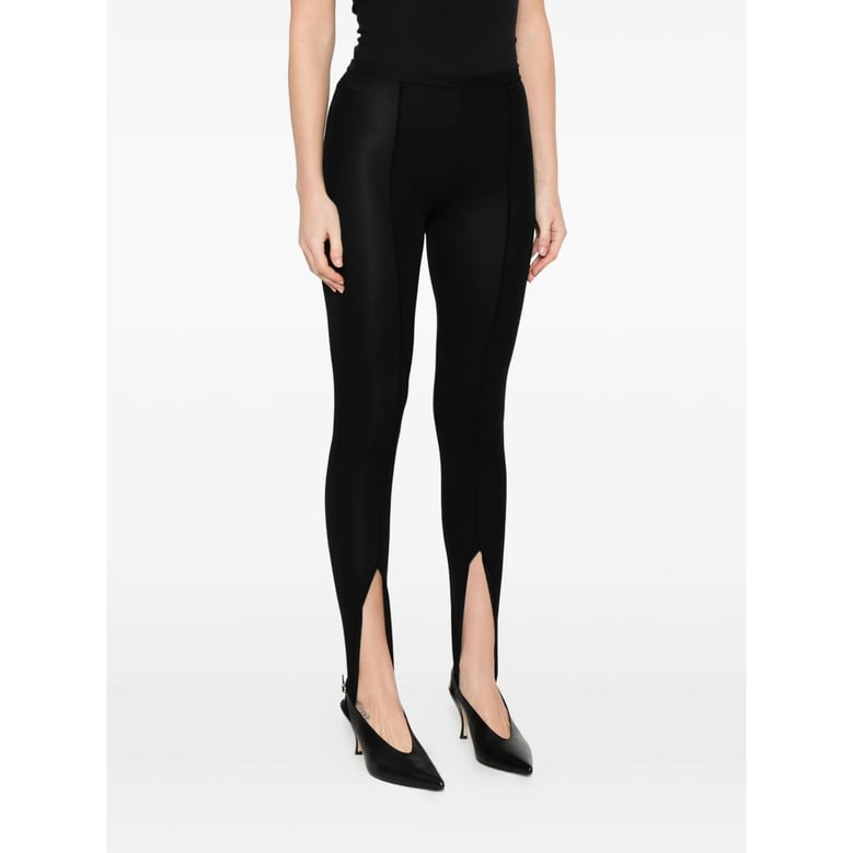 slim fit black stirrup detail pants by Selfnex