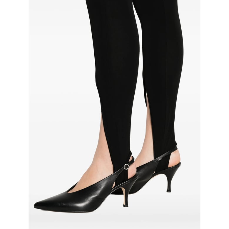 slim fit black stirrup detail pants by Selfnex