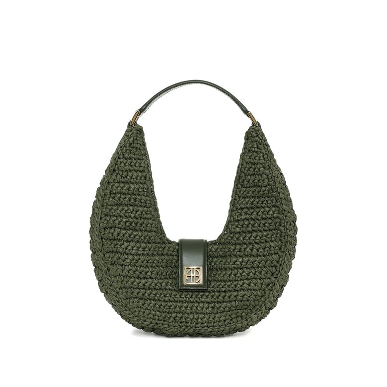 olive green monogram detail top handle bag by Selfnex