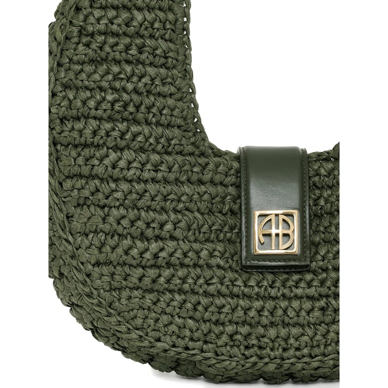 olive green monogram detail top handle bag by Selfnex