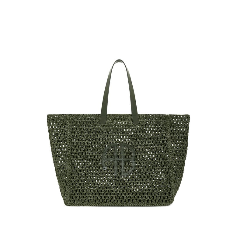 olive woven design top handle bag by Selfnex